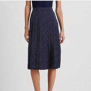 J.Crew Navy Polka Dot Pleated Skirt